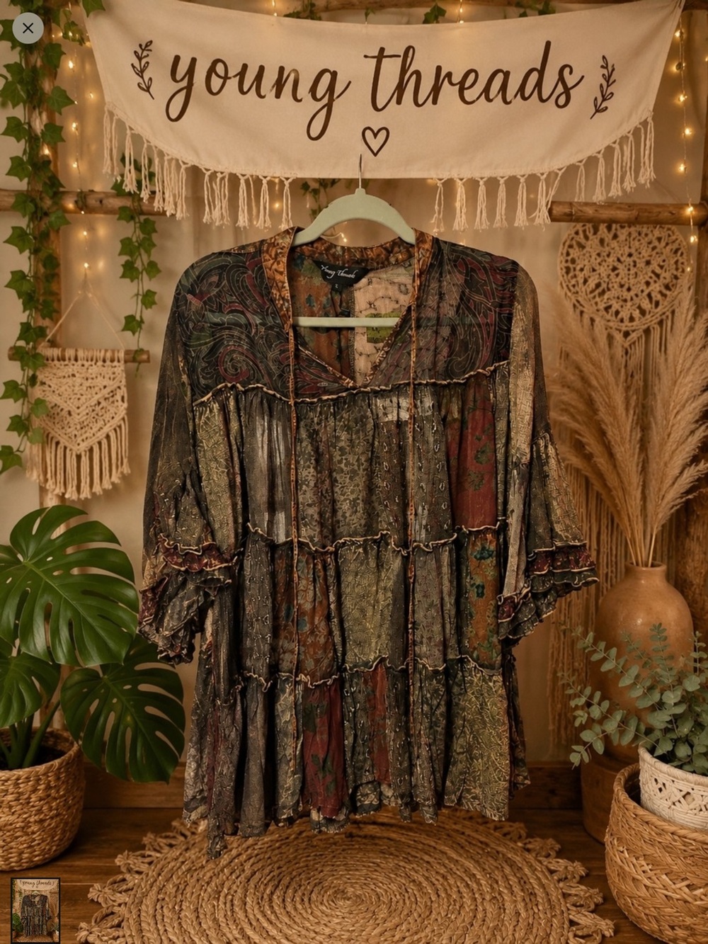 Bohemian Multi-Pattern Peasant Tunic Top